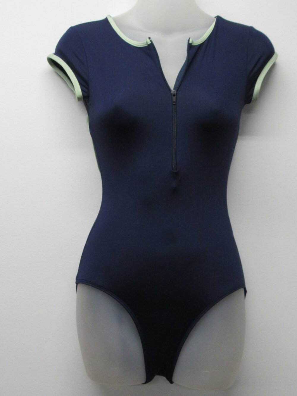 Mariia Crown Blue Zip Front Cutout Back Leotard Women's sz Small Ballet Dance